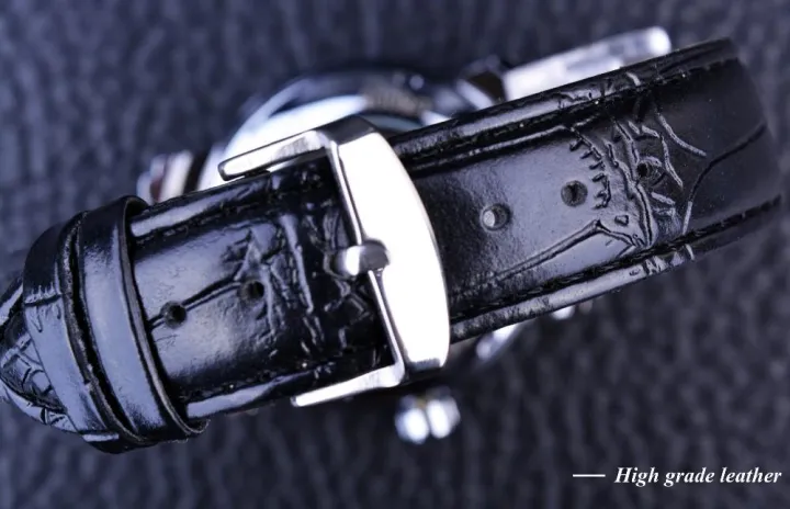 นาฬิกาโครงกระดูกสีบรอนซ์ของผู้ชายสายผู้ชายเหล็กไร้สนิมนาฬิกาโบราณ-steampunk-โครงอัตโนมัตินาฬิกาข้อมือกลไก