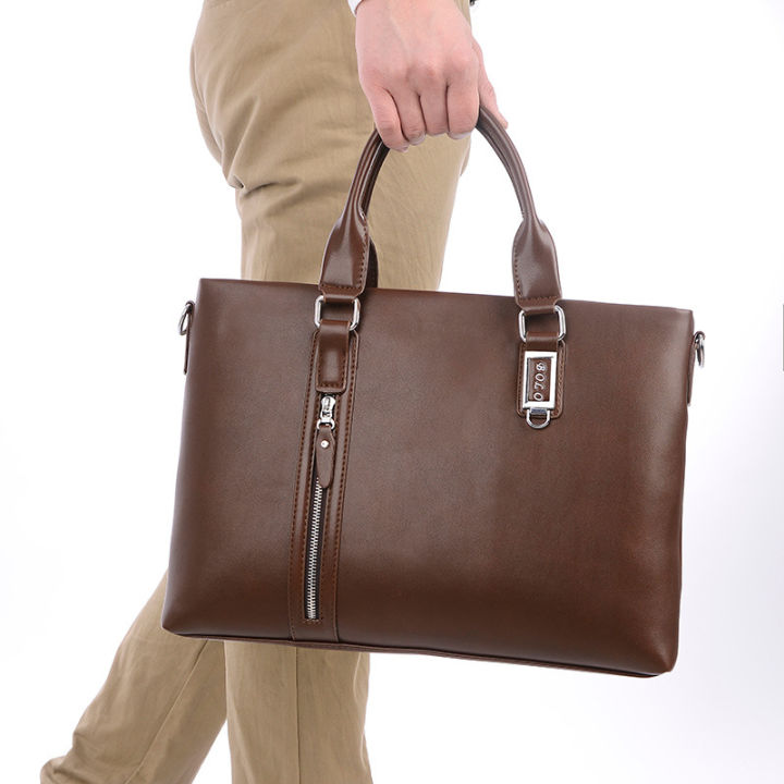 กระเป๋าเอกสารกระเป๋าถือนักธุรกิจสไตล์คลาสสิกร้าน-zing-กระเป๋าทรงสี่เหลี่ยมมีหูหิ้วสะพายไหล่