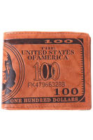 QianXing Shop LALANG Men US Dollar Bill Wallet Brown PU Leather Bifold Credit Card Photo Holder - Light Brown