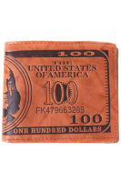 Honnyzia Shop LALANG Men US Dollar Bill Wallet Brown PU Leather Bifold Credit Card Photo Holder - Light Brown