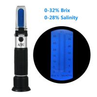 yieryi Handheld Portable 2 in 1 Brix &amp; salinity refractometer 0-32% brix/0-28% salinity with ATC Salinity Meter