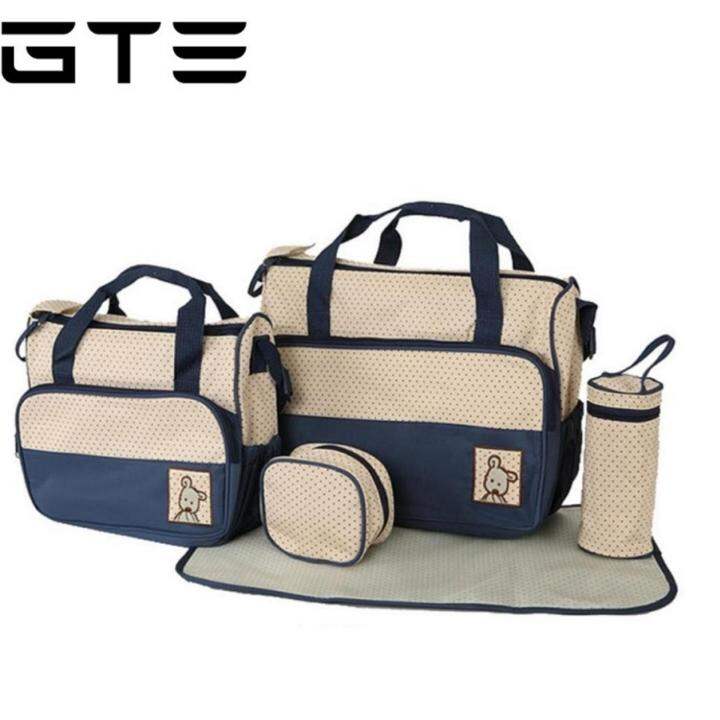 GTE 5 in 1 Multifunction Tote Baby Shoulder Diaper Bags (Dark Blue