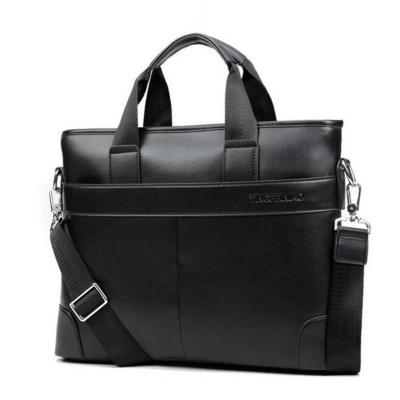กระเป๋าเอกสารธุรกิจกระเป๋าหนังสะพายไหล่แบบสะพายข้างสำหรับผู้ชายกระเป๋าถือใส่แล็ปท็อปสีดำ