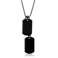 Square Tag Stainless Steel Double Pendant Necklaces for Men High Polished Pendants Mens Jewelry 24  Chain Necklace