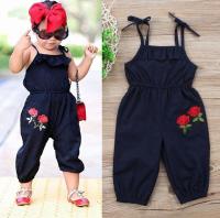 แฟชั่นเด็กทารกเด็กหญิงสายคล้องดอกไม้ Romper Jumpsuit ชุดเสื้อผ้า Playsuit