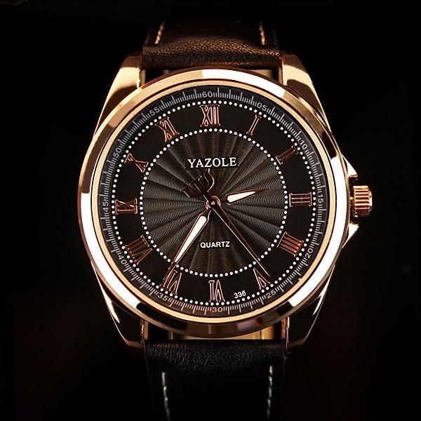 นาฬิการะบบควอทซ์สีดำธุรกิจขนาดโรมันของผู้ชาย-yazole-336