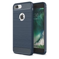 Lenuo Anti-knock Carbon Fiber Silicone Brushed cell phone Back Cover TPU Soft Case for iPhone 8 Plus