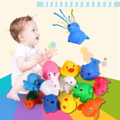 12Pcs Kids Baby Bathing Play Toys Animals Shape Squeaky Sound Floating Water Game-toy