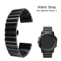 อะไหล่สายหนังนาฬิกาข้อมือนาฬิกาข้อมือสายรัดสีดำสแตนเลสสำหรับ Garmin Fenix 3