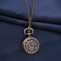 QianXing Shop LALANG Vintage Hollow Flower Pattern Pocket Watch Pendant Necklace Jewelry