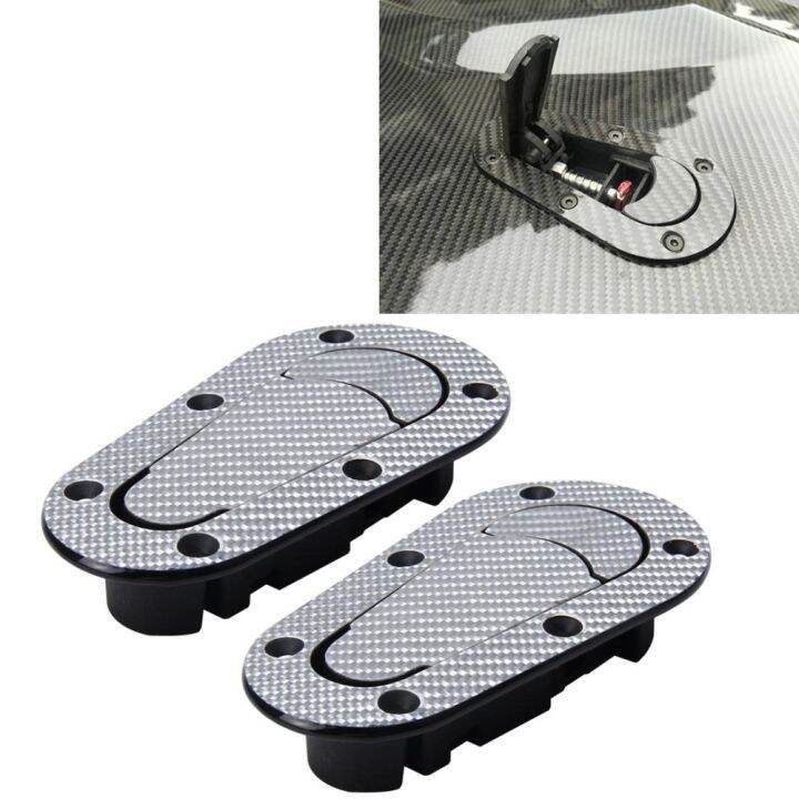 A Pair Car Carbon Fiber Cover Lock Modified Hood Lock General Racing