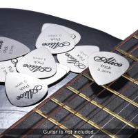 【โปรโมชั่น??】ALICE AP-12S 12 ชิ้น/แพ็ค 0.3 สเตนเลสสตีลโลหะปิ๊กกีตาร์ PLECTRUM Outdoorfree - INTL