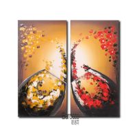 2 Pieces Hand Painted Oil Painting Modern Abstract Wine Glass Painting Home Wall Decoration