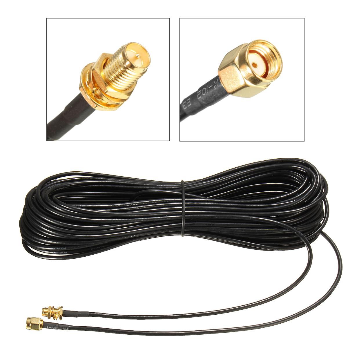 Gold Plated Lead Wire Extension Cable Male to Female RP-SMA Wifi Antenna 
