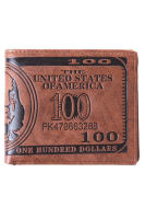 QianXing Shop LALANG Men US Dollar Bill Wallet Brown PU Leather Bifold Credit Card Photo Holder Deep