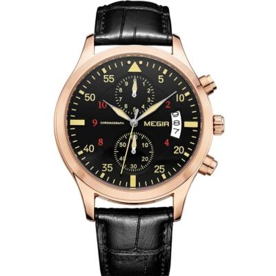 MEGIR นาฬิกาควอทซ์ผู้ชายนาฬิกาข้อมือธุรกิจ2021,นาฬิกาหนังแบรนด์หรูนาฬิกาจับเวลากันน้ำได้แฟชั่นผู้ชาย