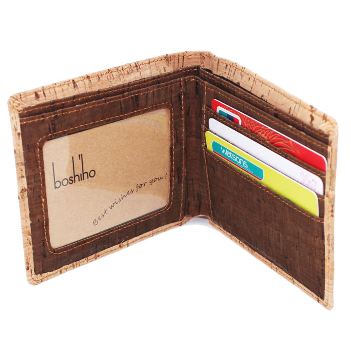 slim-bifold-กระเป๋าสตางค์ลายจุกไม้ก๊อกออกแบบบัตรเครดิตกระเป๋าเก็บบัตรโดย-boshiho