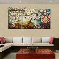 Barocco 3 Pieces Hand Painted Oil Painting Nice Flowers Tree Painting Modern Home Wall Decoration Gift