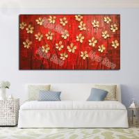 Simple Gold Flowers Painting Hand Painted Oil Painting on Canvas Home Wall Decoration