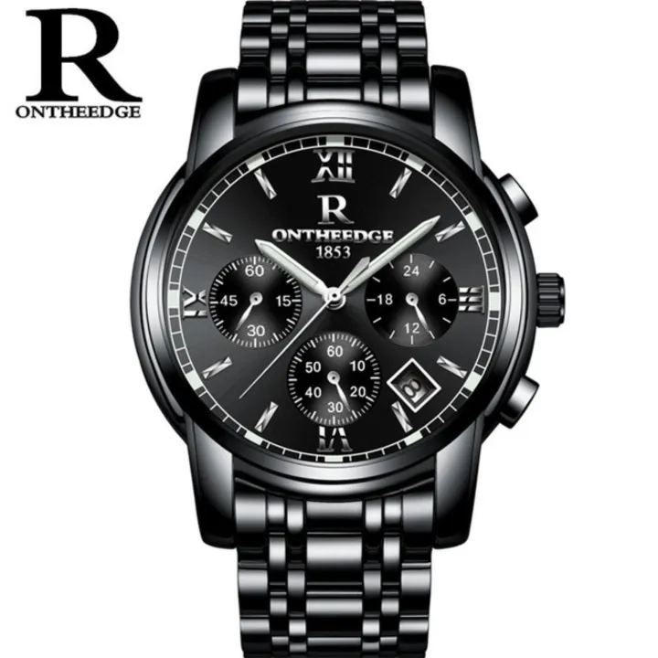 2017นาฬิกาควอตซ์นาฬิกาข้อมือสำหรับผู้ชายยอดนิยมใหม่นาฬิกาสแตนเลสสตีลสีดำทองหรูหรา-rzy026แฟชั่นธุรกิจเรืองแสงกันน้ำ