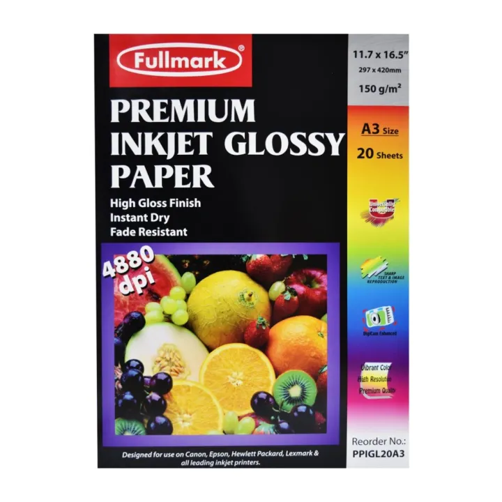 Fullmark A3 Glossy Paper Premium Inkjet 150gsm 20 sheets / pack