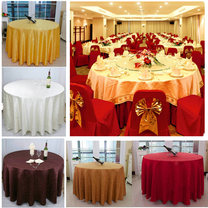 79กลมรูปแบบผ้าปูโต๊ะงานเลี้ยงงานแต่งงานผ้าลินินโพลีเอสเตอร์สีแดง