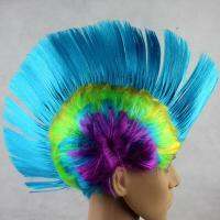 Rainbow Mohawk Hair WIG Rooster เครื่องแต่งกายแฟนซี Punk ROCK ของตกแต่งงานปาร์ตี้วันฮัลโลวีนขนาด: Rainbow สีฟ้า: - INTL