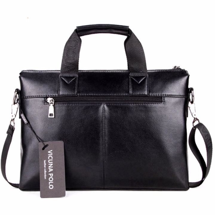 vicuna-polo-กระเป๋าเอกสารแฟชั่นผู้ชายธุรกิจเรียบ-กระเป๋าสะพายของบุรุษหนังใส่แล็ปท็อป