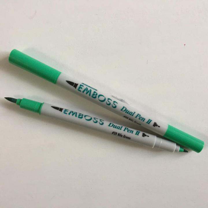 Tsukineko 39 Nile Green EMBOSS Dual Pen II Brush Tip x 2 piece Lazada