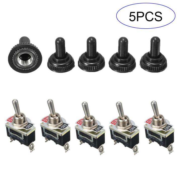 5Pcs SPST 2Pin Car Boat 15A 250V ON/OFF Rocker Toggle Switch + Waterproof Boot Lazada