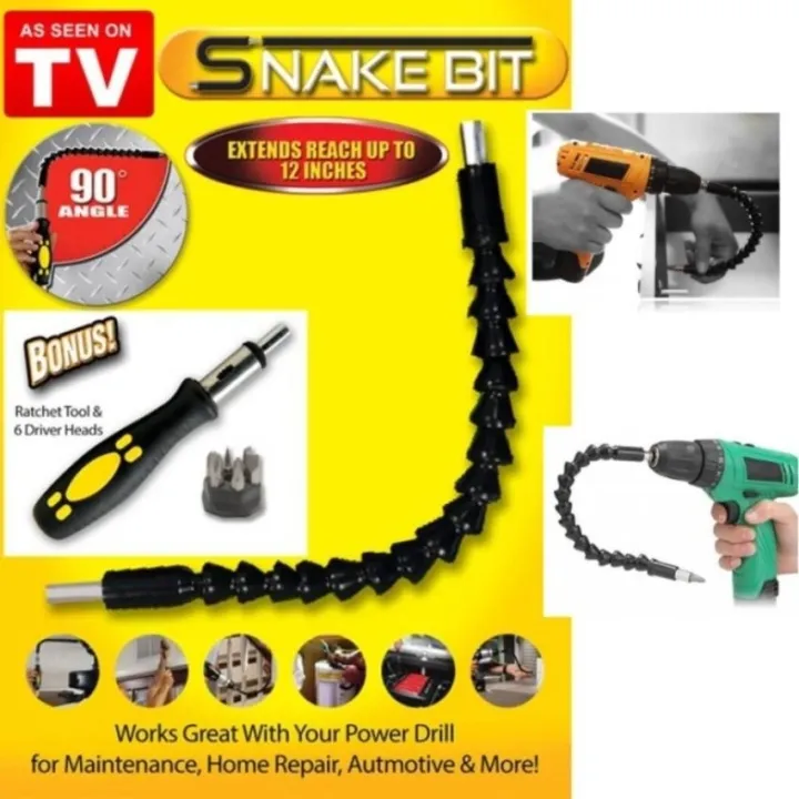 Multifunction Snake Drill Bit Extender with Ratchet Tool + Circular