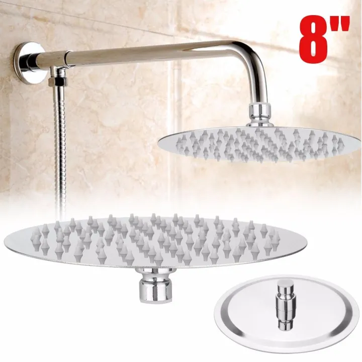 8'' Round Stainless Steel Bath Rainfall Shower Head Top Sprayer Chrome