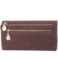 Honnyzia Shop LALANG Vintage Unisex Wallets Dull Polish Long Wallet Purse Wristlet Handbags (Coffee)