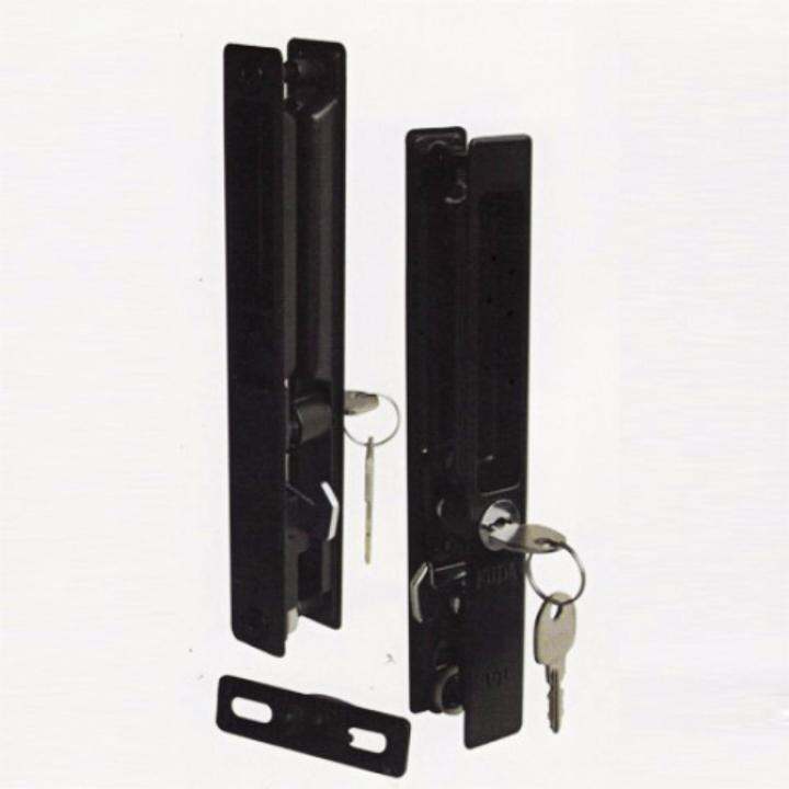 FUDA Sliding Door Handle with Lock and Key Door Hardware black Silver