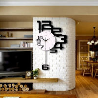 Creative Swing Wall Clock Home Mute Wall Clock Living Room Bedroom Digital Quartz Pendulum Clock