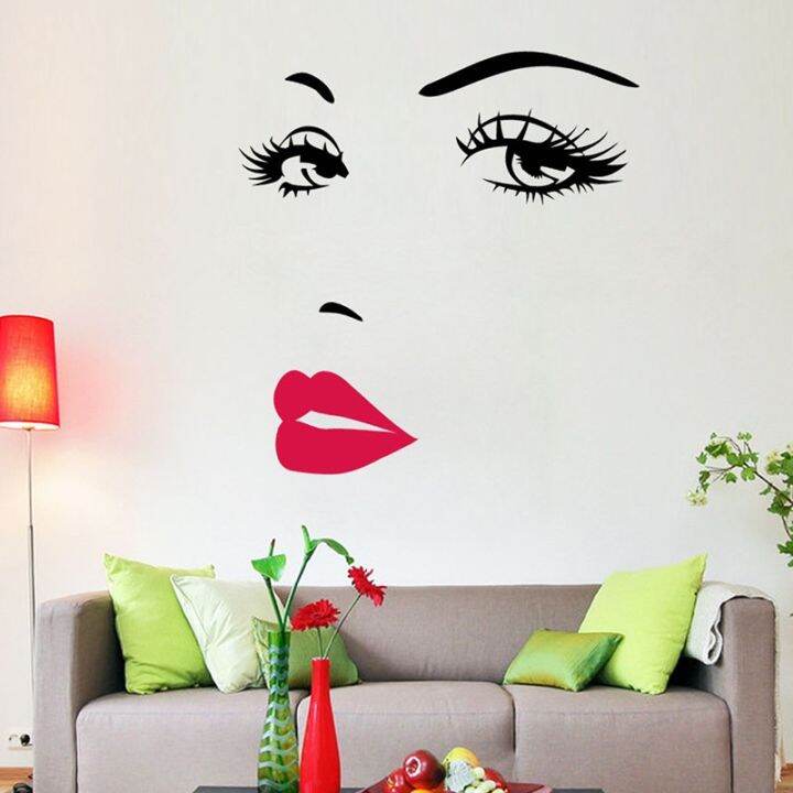 Amart 3D Walls Sticker Face Eyes And Lips Wallpaper Living Room Wall
