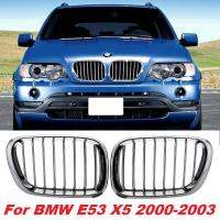 สีดำโครเมี่ยมคู่หน้าเครื่องดูดควันกีฬาไตย่าง E53ตะแกรงสำหรับ BMW X5 00-03