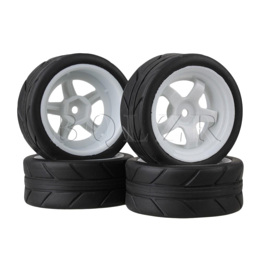 BQLZR RC 1:10 Wheel Rim Rubber Tyre Tires for Off-Road Vehicle Black Pack of 4 