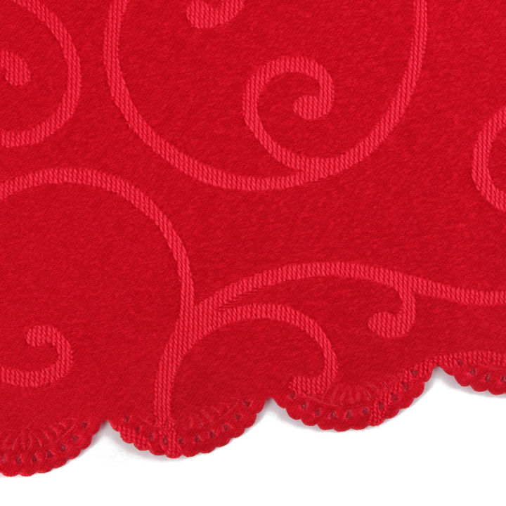 79กลมรูปแบบผ้าปูโต๊ะงานเลี้ยงงานแต่งงานผ้าลินินโพลีเอสเตอร์สีแดง