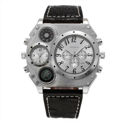 นาฬิกาควอทซ์นาฬิกาข้อมือหรูหราสำหรับผู้ชายมีหน้าปัดขนาดใหญ่1349 Oulm (สีขาว)