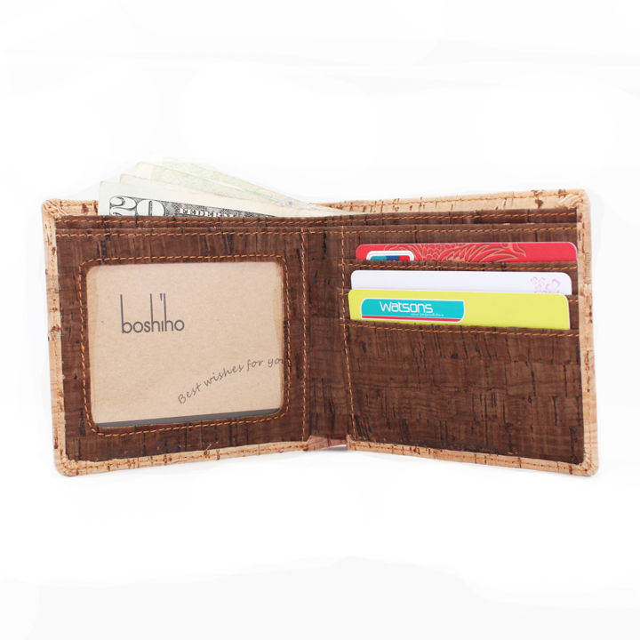 slim-bifold-กระเป๋าสตางค์ลายจุกไม้ก๊อกออกแบบบัตรเครดิตกระเป๋าเก็บบัตรโดย-boshiho