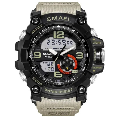 นาฬิกาข้อมือสปอร์ตสำหรับผู้ชายนาฬิกาซามาเอล Jam Tangan นาฬิกาดิจิตอล LED,นาฬิกาข้อมือสองเวลากันน้ำนาฬิกาทหาร Tangan S Masculin WS 1617