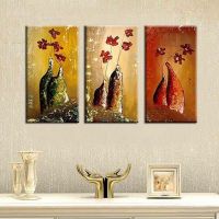 3 Pieces Hand Painted Oil Painting Simple Flowers Oil Painting Modern Home Wall Decoration No Frame Christmas Gift