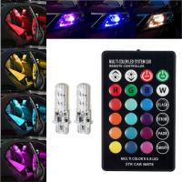 2X LED T10 รีโมทคอนโทรล W5W 501 RGB 7 สีเปลี่ยนรถกันน้ำไฟด้านข้างลิ่มหลอดไฟ