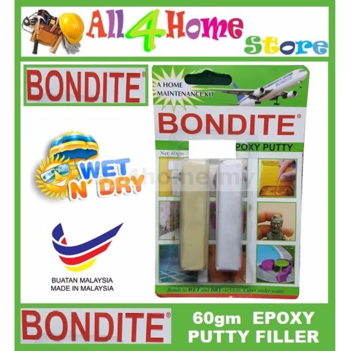 60gm BONDITE EPOXY PUTTY FILLER GAP FILLER CEMENT FILLER WHITE | Lazada