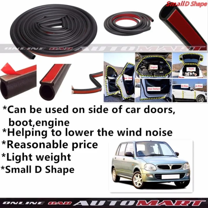Perodua Kelisa Scheme Silence Small D Shape Diy Air Tight Slim Rubber Seal Stripe Sound Wind Proof Sound Proof For Car 4 Doors Lazada