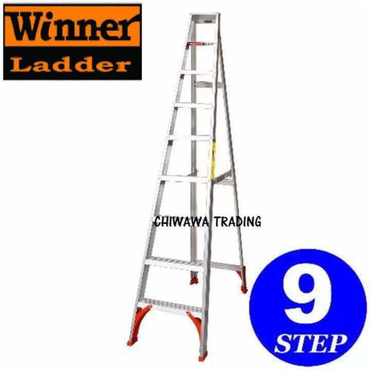 Winner 9 Steps Aluminium Single Sided Step Ladder House Domestic