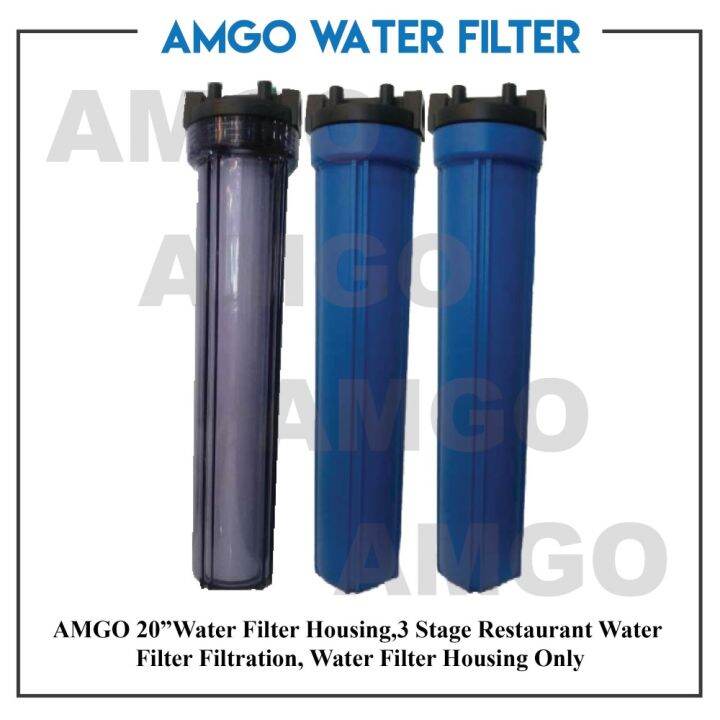 AMGO 20" Water Filter Housing,3 Stage Restaurant Water Filter