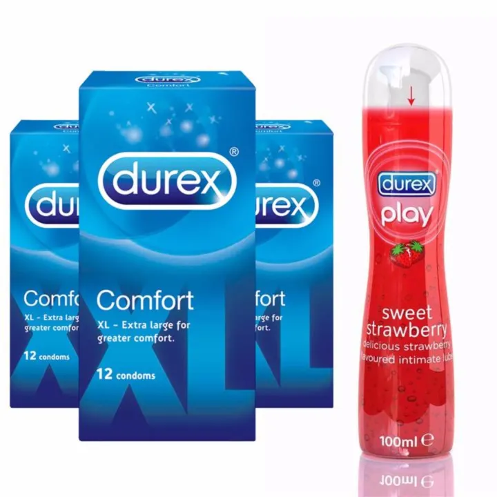 Durex Comfort Xl Condom 12s X 3 Durex Play Saucy Strawberry 100ml Lazada 6456