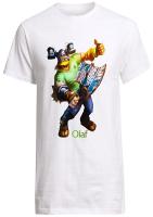 แฟชั่น League of Legends champions olaf jungler เสื้อยืดผู้ชาย (สีขาว)